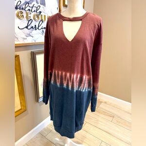 NWT! PEACH LOVE CALIFORNIA Tie Dye Midi Sweatshirt Dress